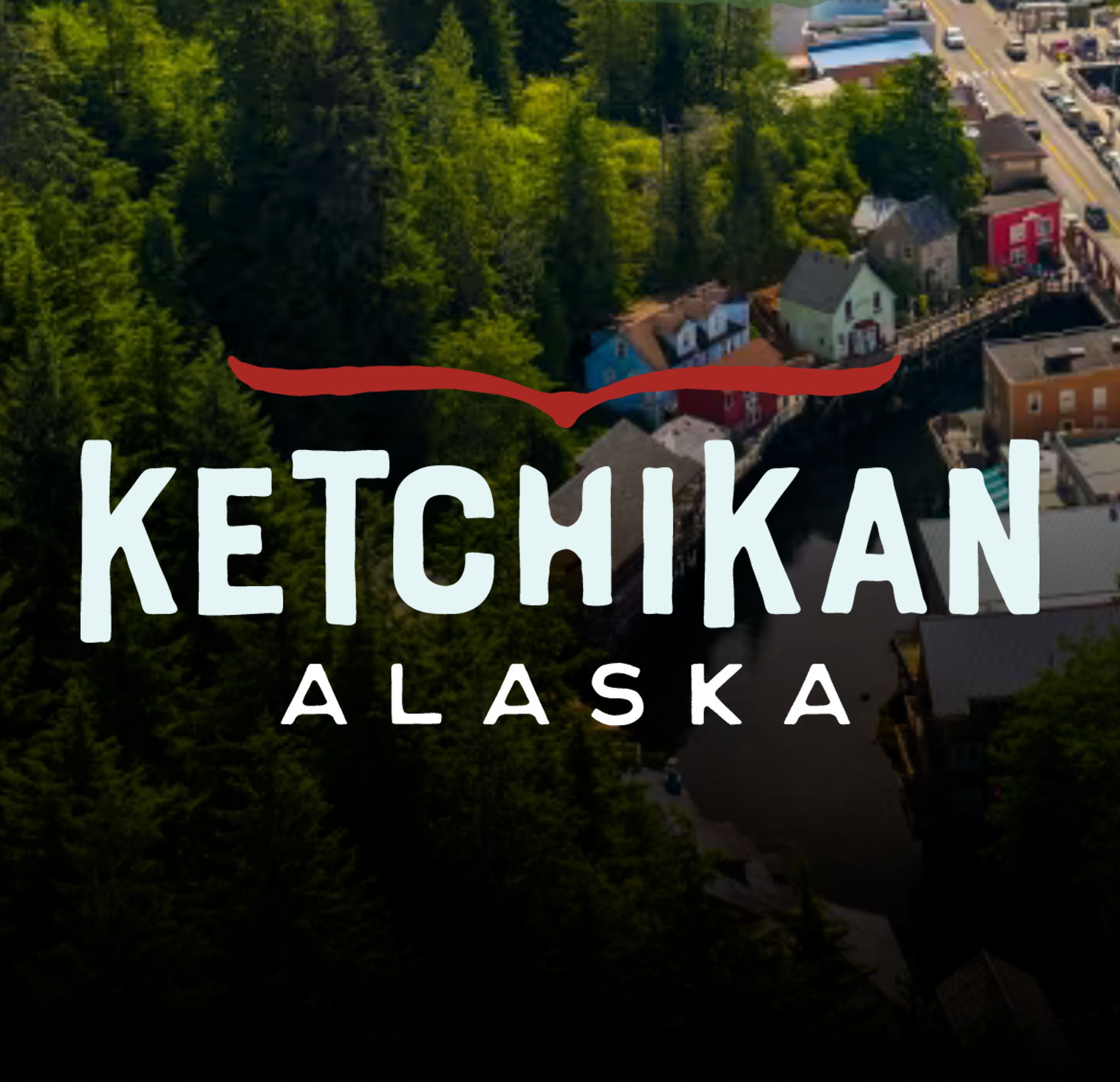 Ketchikan Logo with a background image of Ketchikank, Alaska.